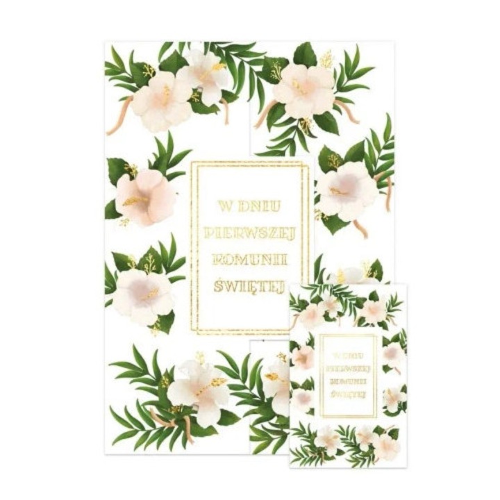 Karnet A5 cu klapka HENRY, hibiskus, set cu biletel si envelopa