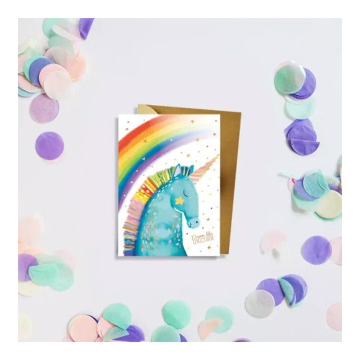 Felicitare mini B8 HENRY Unicorn cu stea, set, 10x15cm