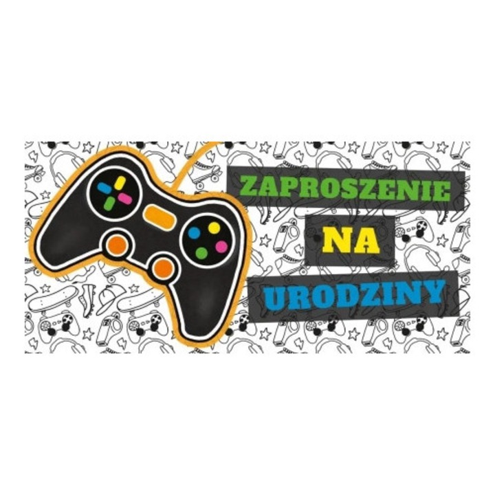 Set felicitari HENRY, invitatii de nastere, 5 bucati, 82x156mm, lac 3D