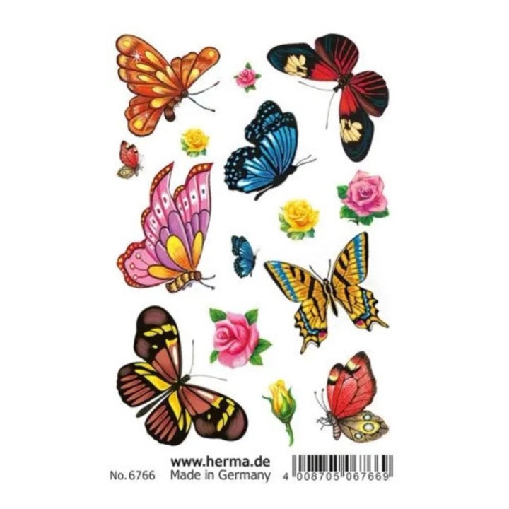 Tatuaje temporare HERMA, Motyle, 8,5x12cm, set 1 blister