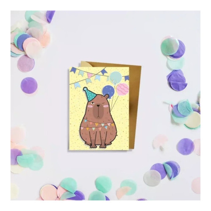 Felicitare mini B8 HENRY Kapibara, cu plic, ambalaj individual