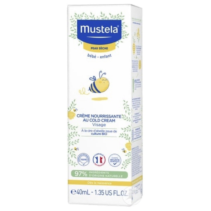 Crema pentru fata nutritiva pentru piele uscata bebelusi si copii 98% ingredieente naturale, Mustela cold cream 40 ml