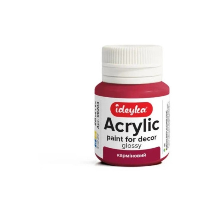 Acuarela acrilica ideyka Karmin 20ml, crema, utilizare pe diverse suprafete