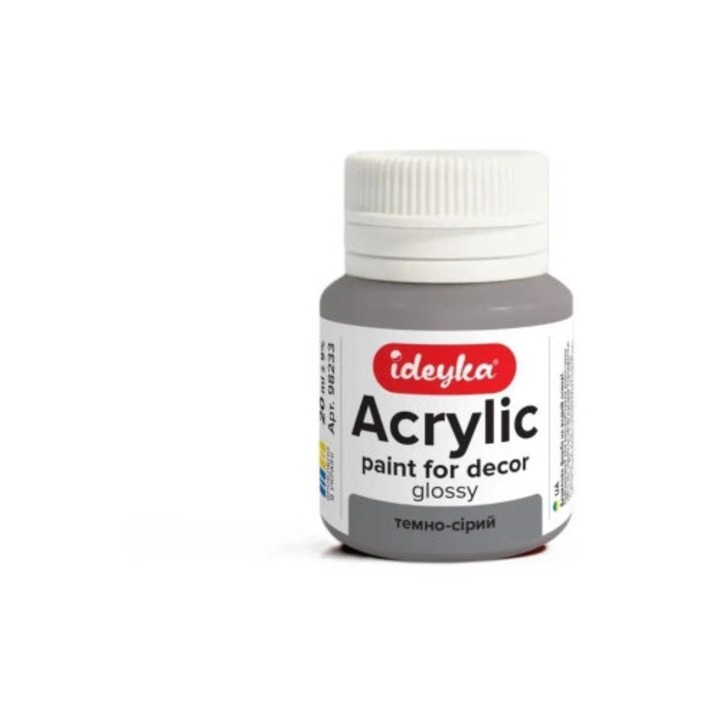 Acuarela acrilica ideyka, 20ml, gri inchis, utilizare pe diverse suprafete