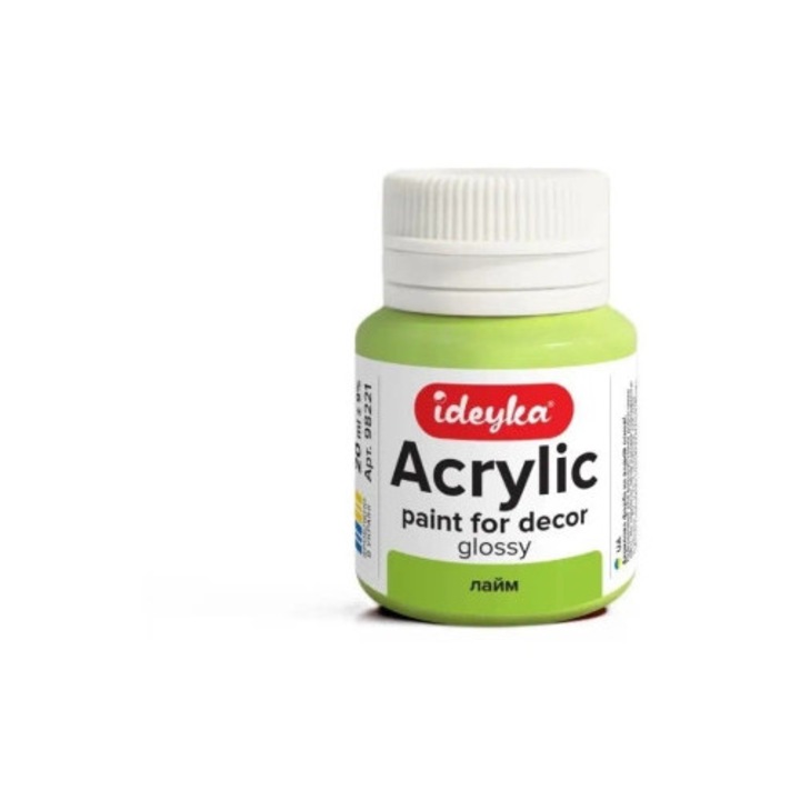 Acuarela acrilica ideyka 20ml, consistenta crema, uscare rapida, lime