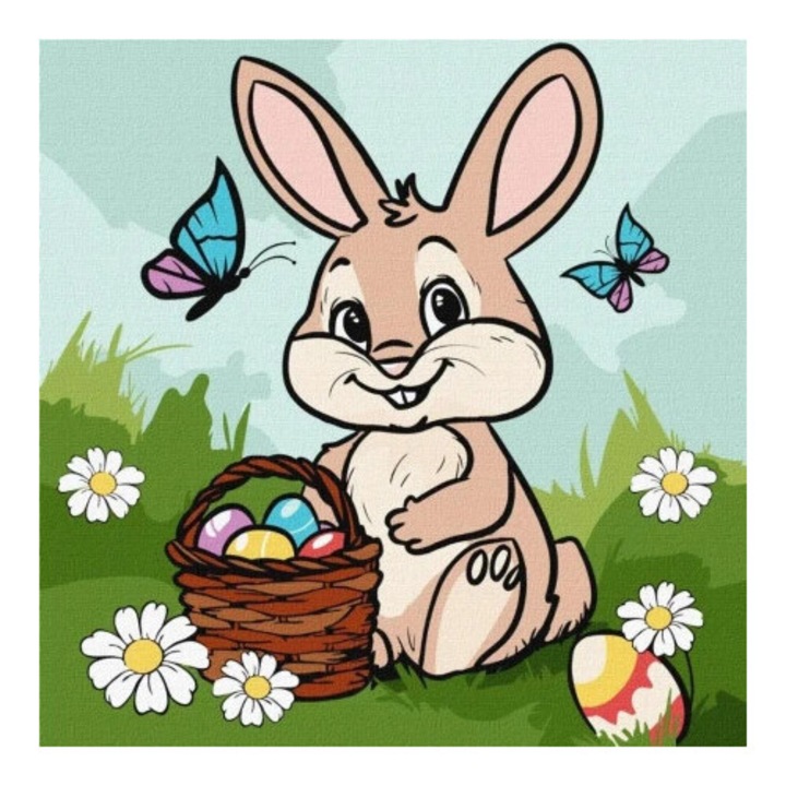 Set pictura pe numere, Ideyka, Cos de Paste, 30x30cm, 2 pensule, culori ecologice