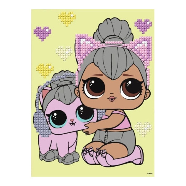 Mozaic cu Diamante, Ideyka, LOL Kitty Queen, 15x20cm, fara rama