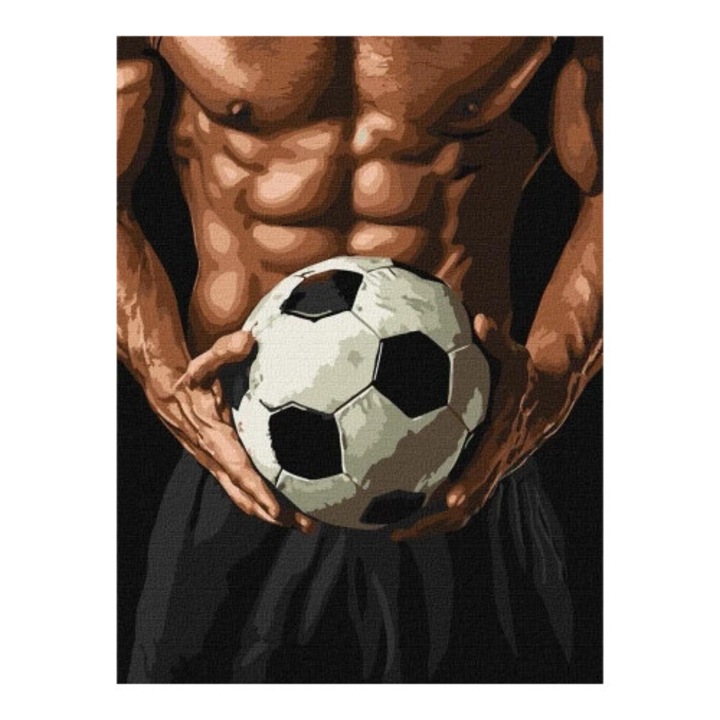 Set pictura pe numere, Ideyka, fotbalist, 30x40cm, 3 pensule, culori ecologice