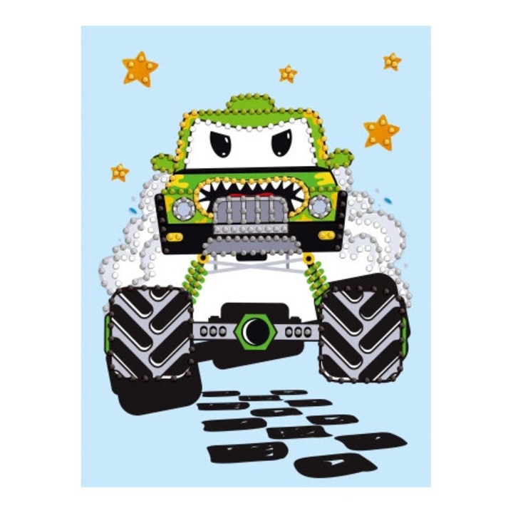 Mozaic cu diamante, Ideyka, masinuta verde, 15x20cm