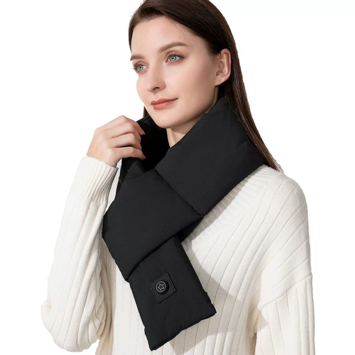Електрически загряващ шал, черен, с масаж и топла компресия