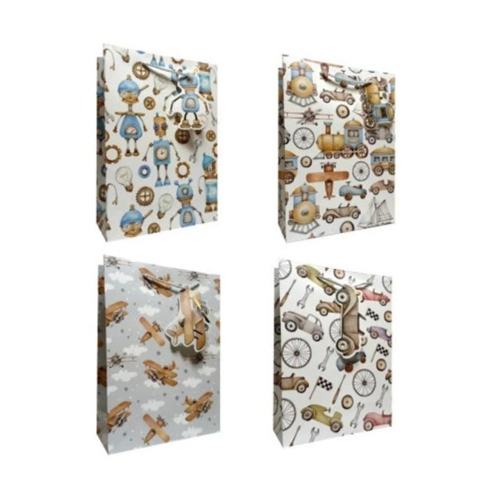 Torebka prezentowa copii JU-PITER, set 12 buc, 210g, 18x23x10cm, multicolor