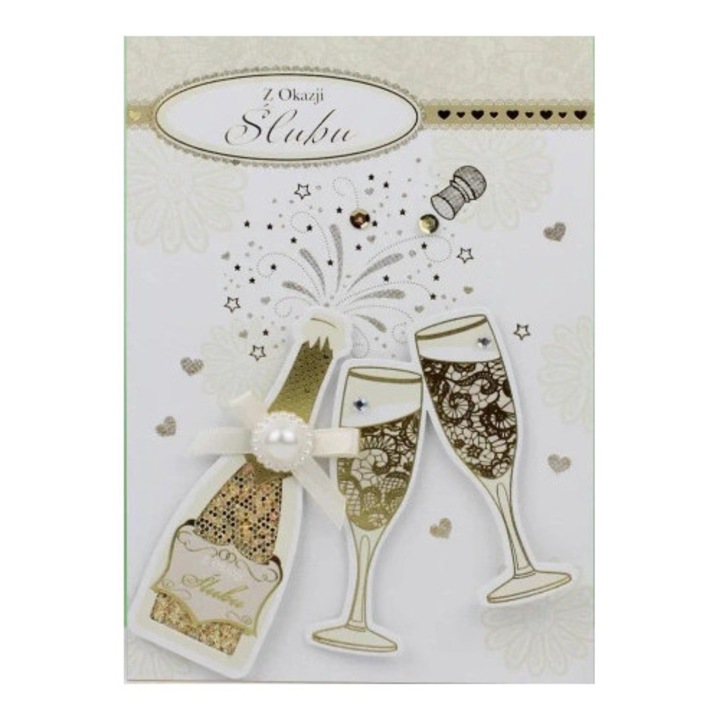 Felicitare de nunta Kalpol, multicolor, cu elemente 3D, 100 gsm