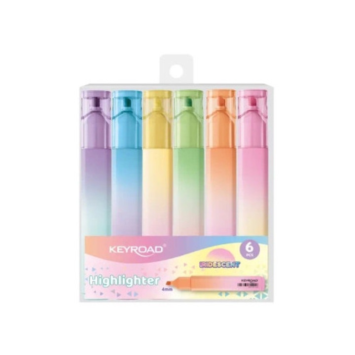 Marker set Keyroad, 6 culori, grosime linie 4mm, opalizant