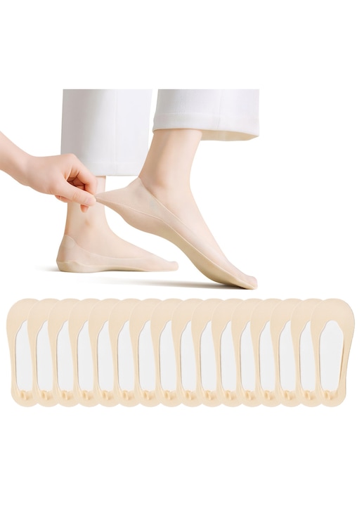 Дамски чорапи, 8 чифта, Един размер Wide INTL, Бежов, One Size