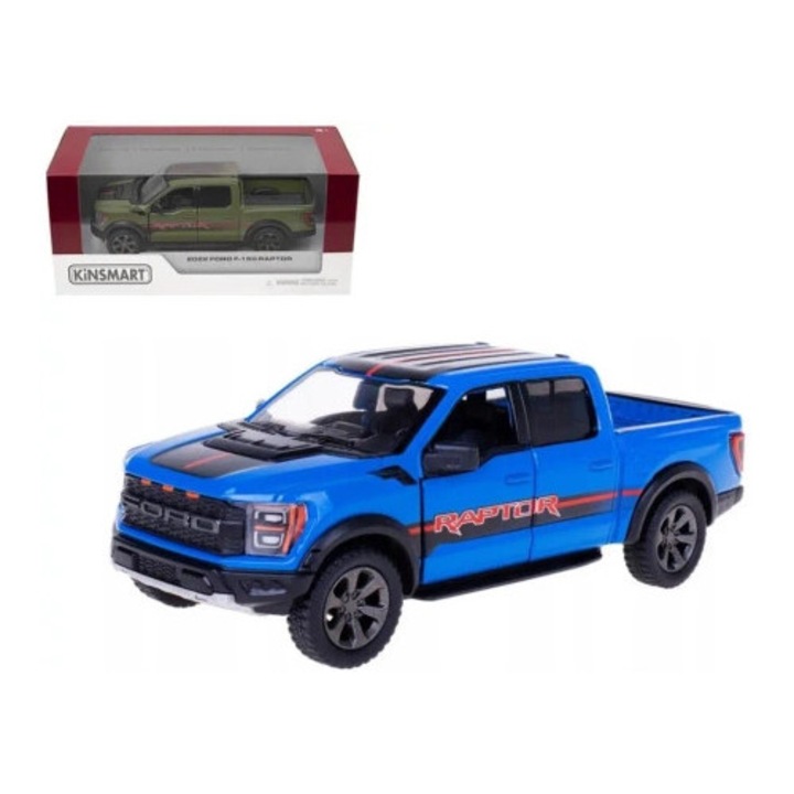 Kinsmart Ford F-150 Raptor 1:46 modellautó, fém, nyitható ajtók, kék