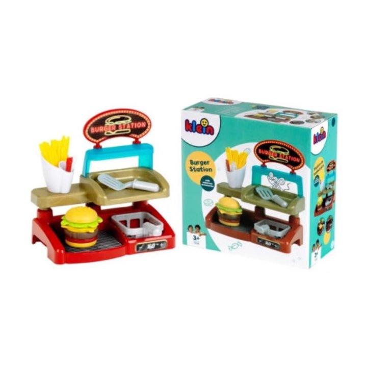 Set de joaca Klein Burger Shop, 6 piese, 22.5x13x23cm, pentru copii de la 3 ani