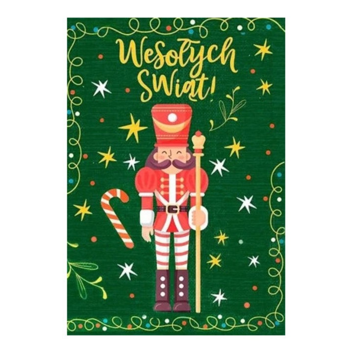 Felicitare B6 KUKARTKA Craciun, cu folie metalizata, 11,7x16,6cm, set cu envelopa