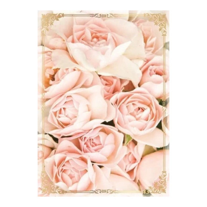 Felicitare B6 KUKARTKA flori, rama delicata, fara text, cu envelopa