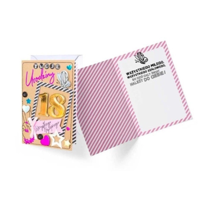 Felicitare B6 KUKARTKA, set cu elemente decorative din filc, interior colorat, 16.6x11.7cm