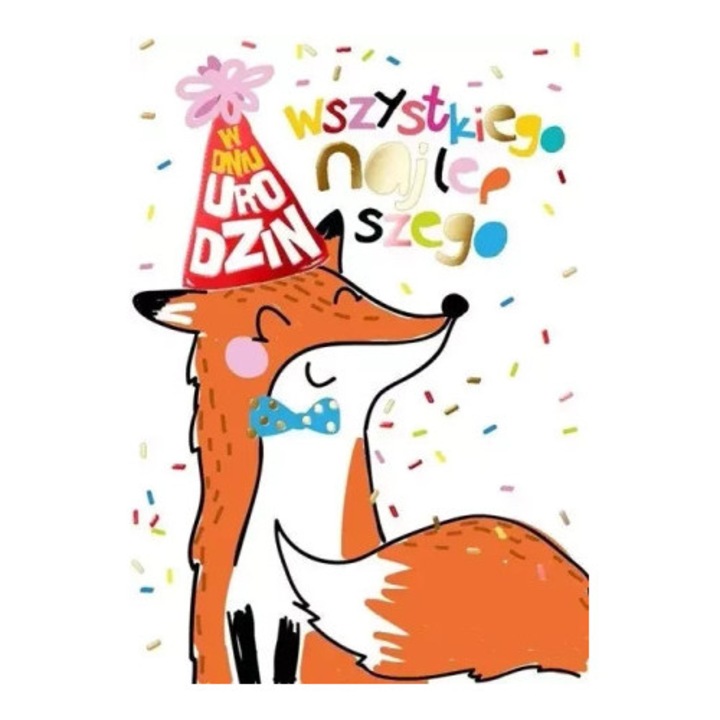 Felicitare B6 KUKARTKA, set cu 2 tipuri de decoratiuni, interior colorat, 16.6x11.7cm