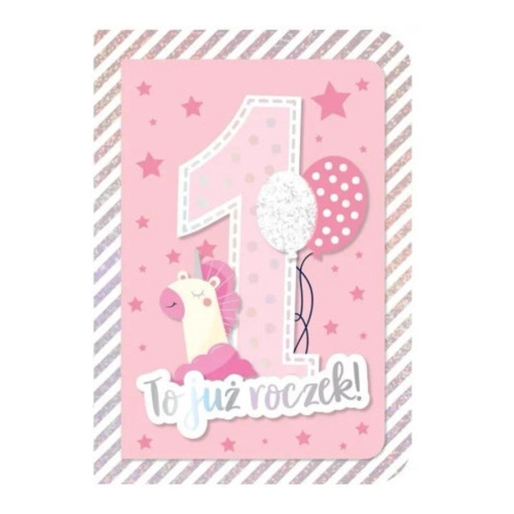 Felicitare B6 KUKARTKA Dream Cards, roz, 16.6x11.7cm, cu decoratiuni diverse, set cu plic