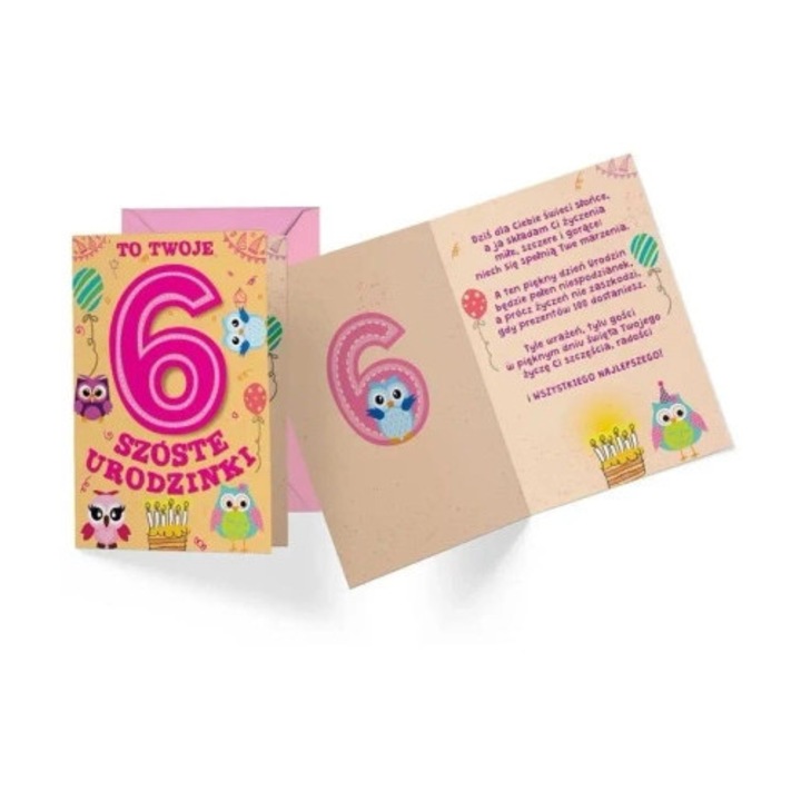 Felicitare B6 KUKARTKA, set cu 2 tipuri de decoratiuni, interior colorat, cu plic asortat