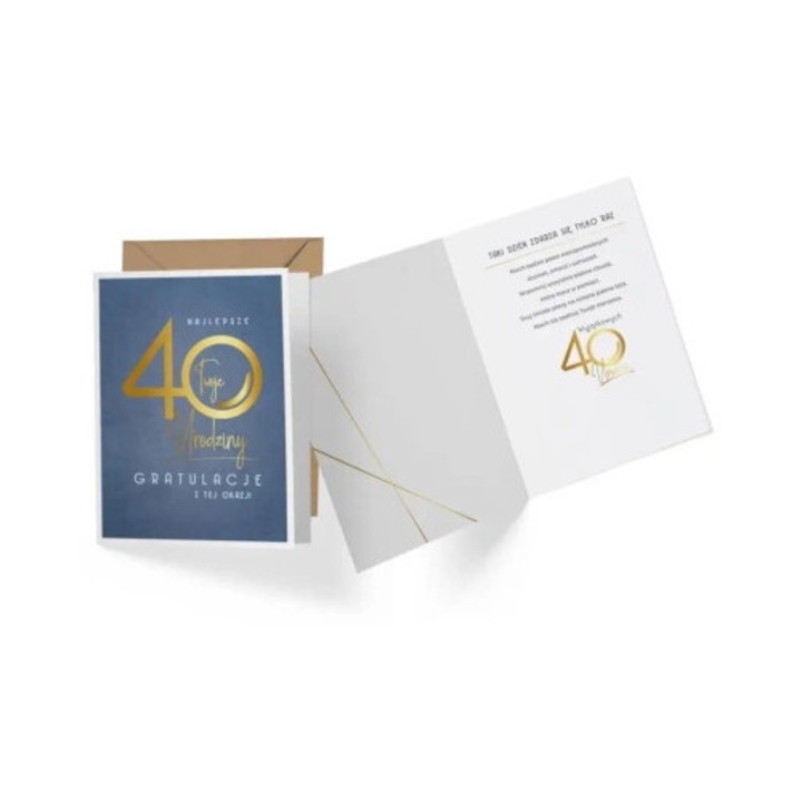 Felicitare KUKARTKA V-011 Urodziny 40, holografica, 140x190mm, cu envelopa