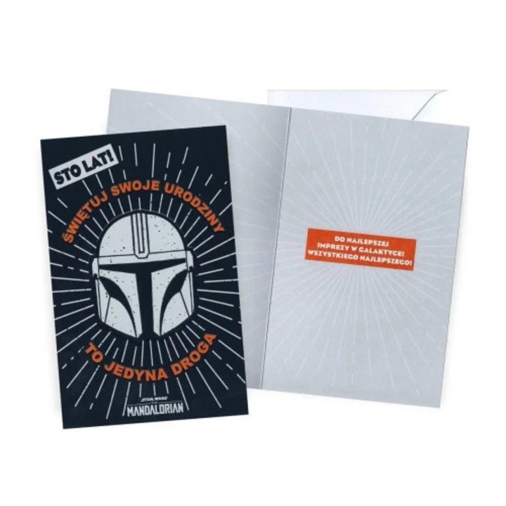 Felicitare Urdinile KUKARTKA Star Wars Mandalorian, colorata, 11.6x18.0cm, cu envelopa alba, set.