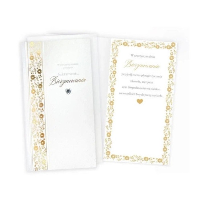 Felicitare KUKARTKA, Bierzmare, 11,4x21,5cm, set cu plic asortat, decorata cu folie metalica si brokat