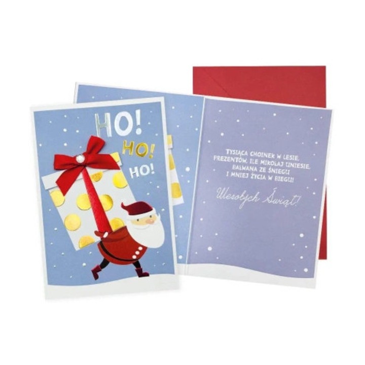 Felicitare B6 KUKARTKA Craciun, 16.6x11.7cm, cu diverse decoratiuni, set cu envelopa