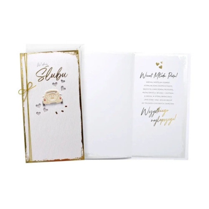 Felicitare, KUKARTKA, Karnet W dniu Slubu, 11.4x21.5cm
