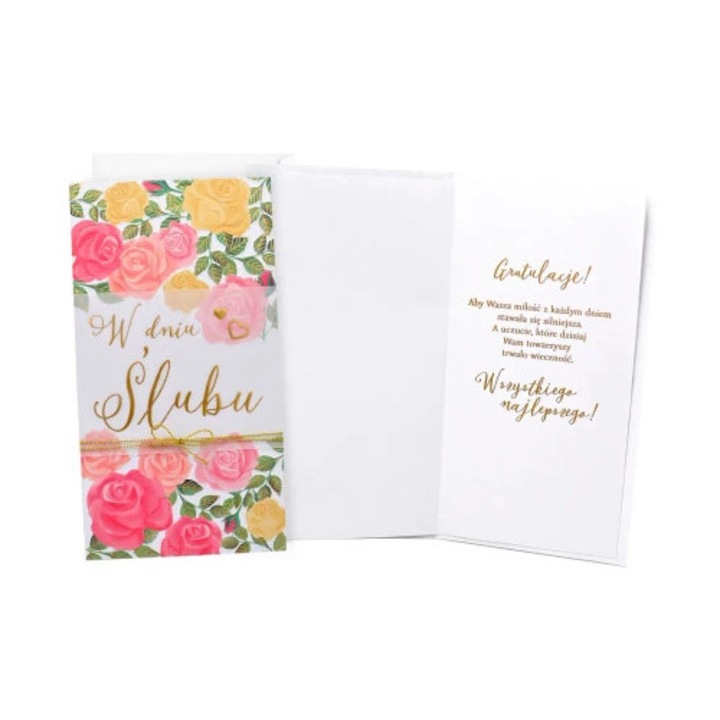 Felicitare de nunta, KUKARTKA, roz, din materiale durabile