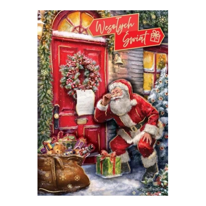 Felicitare B6 KUKARTKA Craciun, 16.6x11.7cm, cu diverse decoratiuni, set cu envelopa