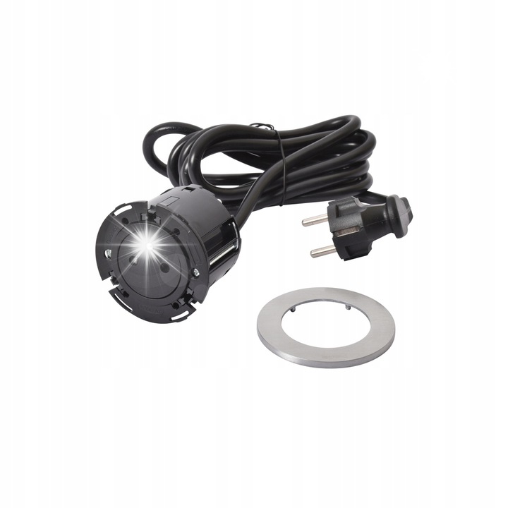 Priza de mobilier, Legrand DISQ 60, 1 priza, 2,0 m, metalic/negru