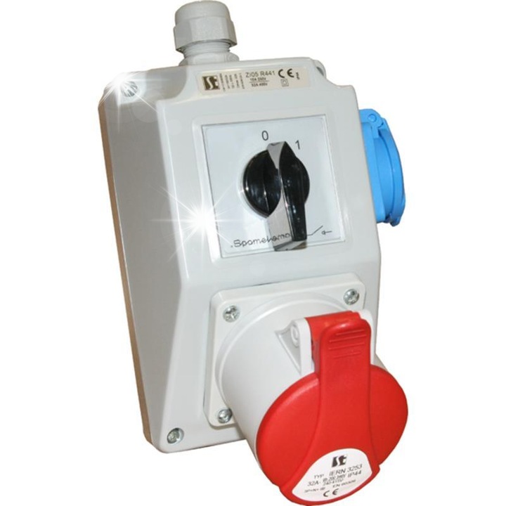 Set instalare cu priza, 32A 5P, rosu, 400V, SPAMEL
