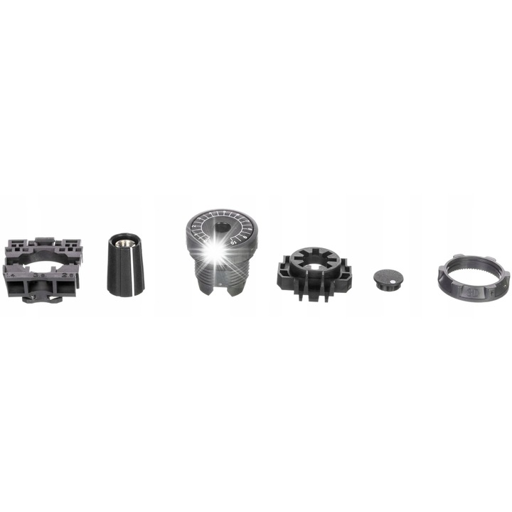 Potenciométer 22mm, Schneider, fekete, krómozott gyűrűvel