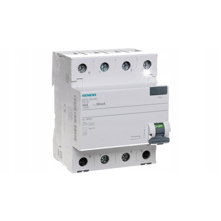 Dispozitiv de protectie diferentiala 4P 40A 0,03A AC, Siemens, 400V, montaj prin adaptor