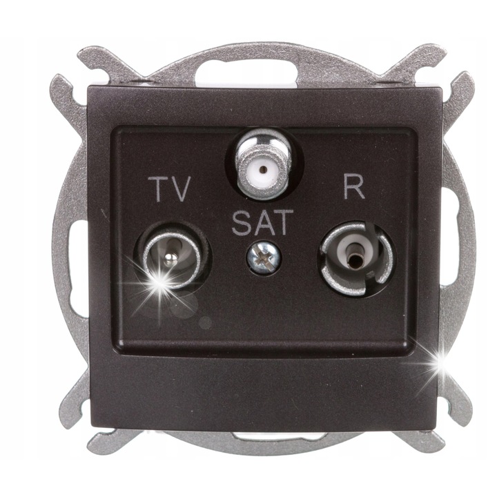 Gniazdo antenowe RTV-SAT, antracyt, montaj subtire, dimensiuni standard