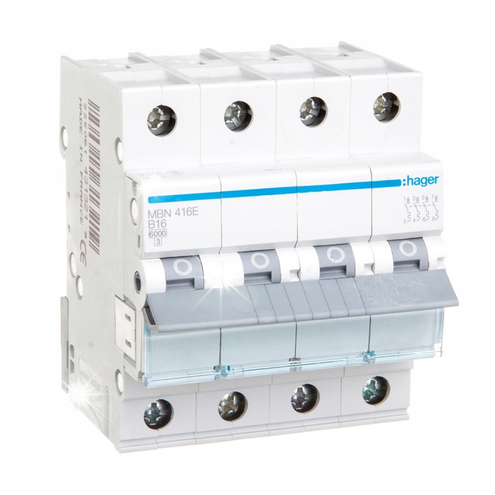 Siguranta electrica 4P 16A 6kA HAGER, AC, IP20, 69.5mm