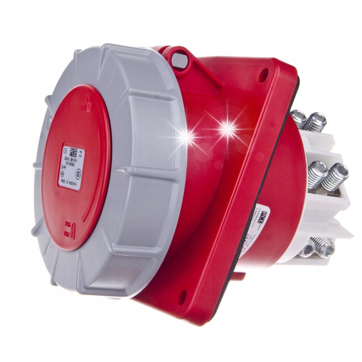 Гнездо за монтаж на панел 125A 4P 400V IP67, червено, 120x130mm