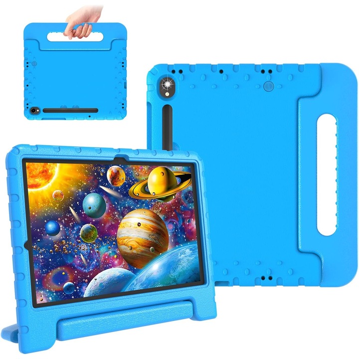 Lotusif tok Samsung Galaxy Tab S10 FE / S9 FE 10.9 inch és Tab S9 11 inch készülékhez, EVA gyerek tok S Pen tartóval, strapabíró védelem, kék