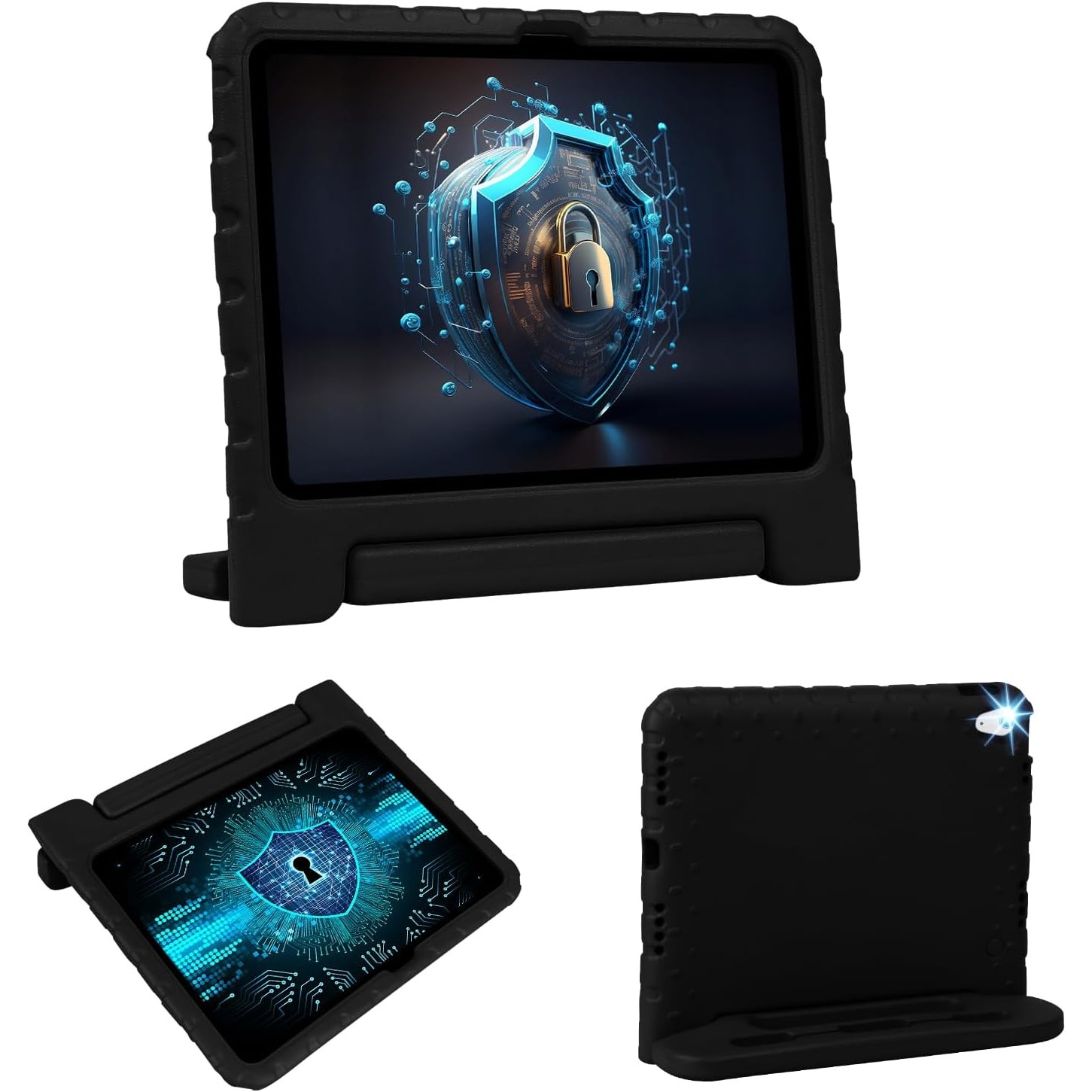 Husa Lotusif pentru iPad 11th A16 / 10th Gen 2025 & 2022, Carcasa EVA Rezistenta pentru Copii cu Suport si Maner, Compatibila cu Creion, Protectie Superioara, Negru