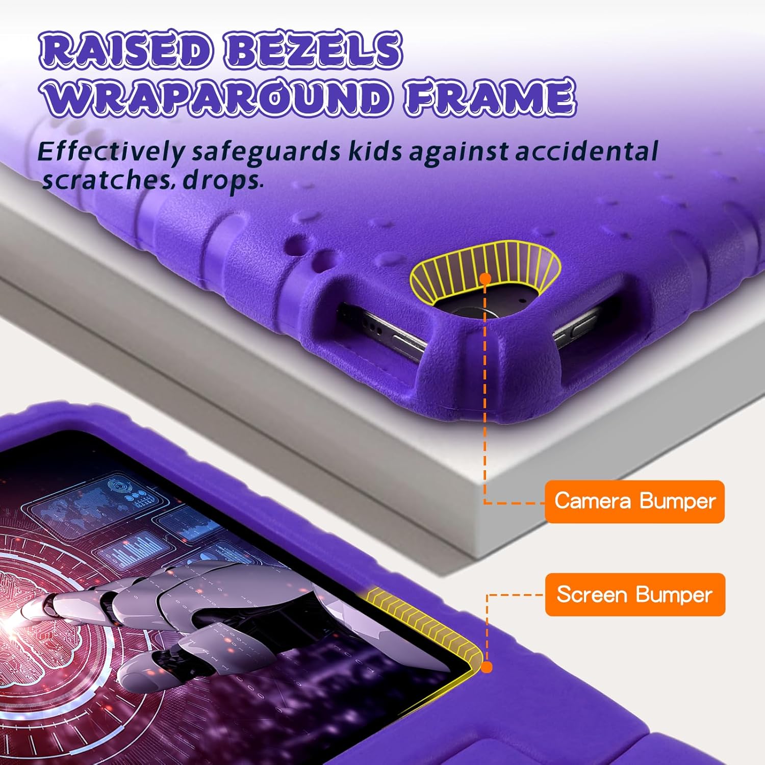 Husa Lotusif pentru iPad 11th A16 / 10th Gen 2025 & 2022, Carcasa EVA Rezistenta pentru Copii cu Suport si Maner, Compatibila cu Creion, Protectie Superioara, Violet