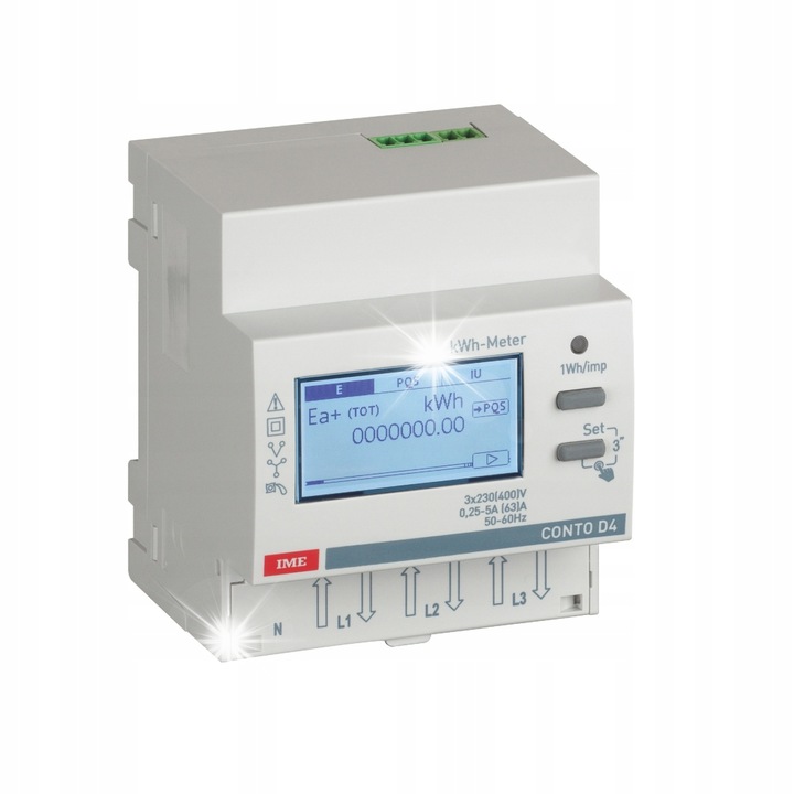 Licznik energiei 3f 63A cu iesire Rs485, 2 tarife, 4 module