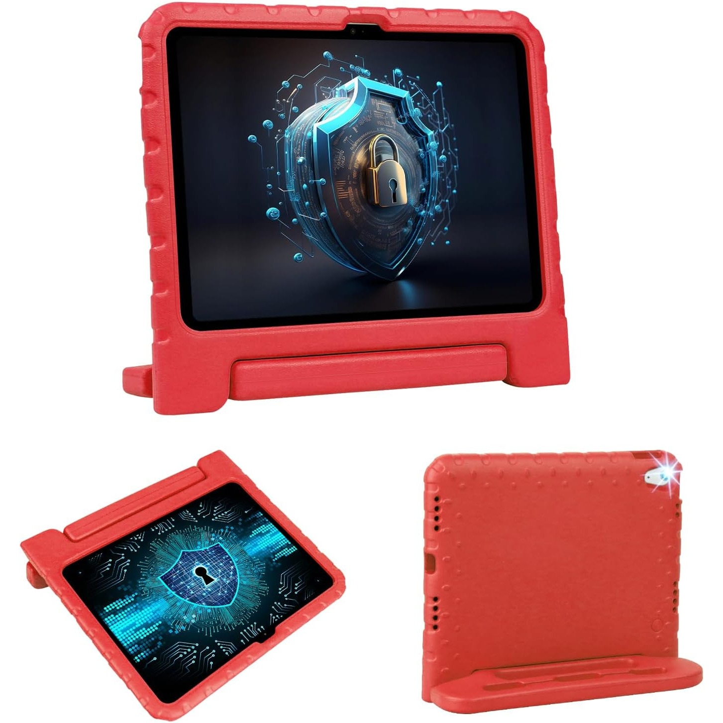 Husa Lotusif pentru iPad 11th A16 / 10th Gen 2025 & 2022, Carcasa EVA Rezistenta pentru Copii cu Suport si Maner, Compatibila cu Creion, Protectie Superioara, Rosu
