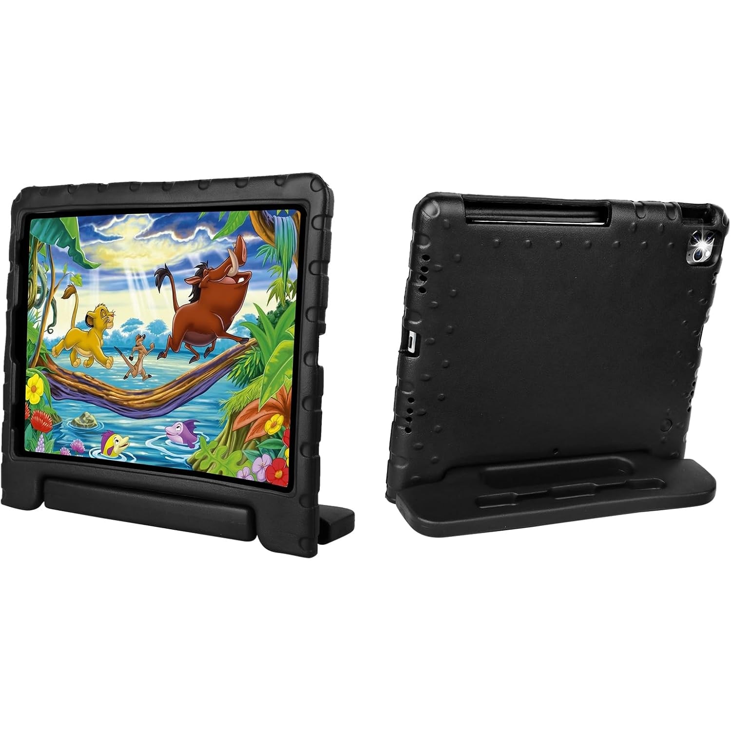 Husa Lotusif pentru iPad Pro 12.9 inch Gen 3/4/5/6, Carcasa EVA Rezistenta pentru Copii cu Suport si Maner, Compatibila cu iPad Pro 12.9 2022/2021/2020/2018, Suport pentru Creion, Negru