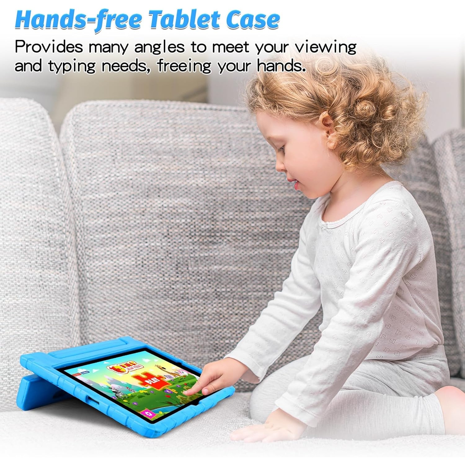 Husa Lotusif pentru Samsung Galaxy Tab S7 FE / S7 Plus / S8 Plus 12.4 inch, Carcasa pentru Copii cu Suport S-Pen si Maner Antiderapant, Protectie Superioara pentru Tab S8+ 2022 / S7 FE 2021 / S7+ 2020, Albastru