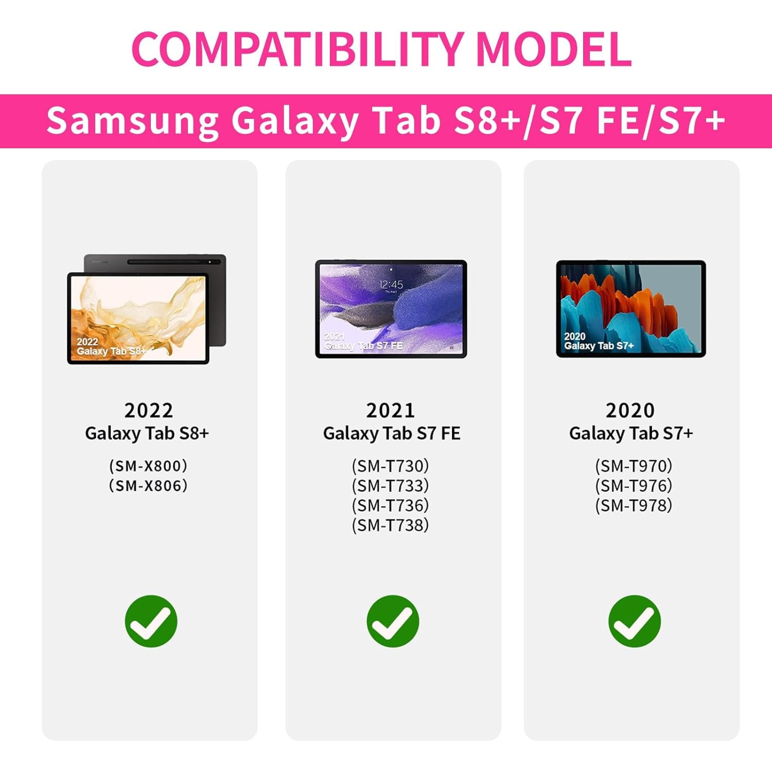 Husa Lotusif pentru Samsung Galaxy Tab S7 FE / S7 Plus / S8 Plus 12.4 inch, Carcasa pentru Copii cu Suport S-Pen si Maner Antiderapant, Protectie Superioara pentru Tab S8+ 2022 / S7 FE 2021 / S7+ 2020, Roz Aprins
