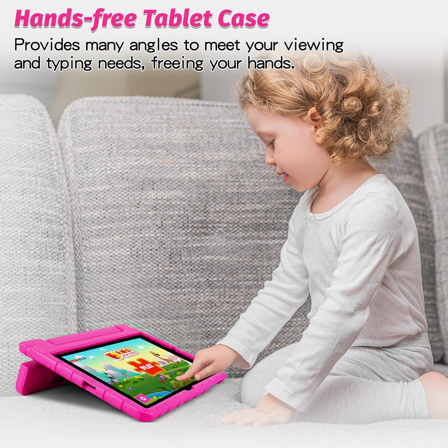 Husa Lotusif pentru Samsung Galaxy Tab S7 FE / S7 Plus / S8 Plus 12.4 inch, Carcasa pentru Copii cu Suport S-Pen si Maner Antiderapant, Protectie Superioara pentru Tab S8+ 2022 / S7 FE 2021 / S7+ 2020, Roz Aprins