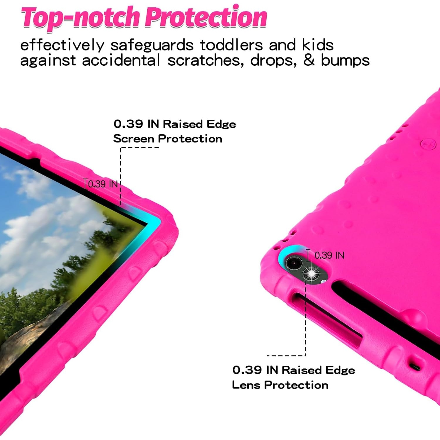 Husa Lotusif pentru Samsung Galaxy Tab S7 FE / S7 Plus / S8 Plus 12.4 inch, Carcasa pentru Copii cu Suport S-Pen si Maner Antiderapant, Protectie Superioara pentru Tab S8+ 2022 / S7 FE 2021 / S7+ 2020, Roz Aprins